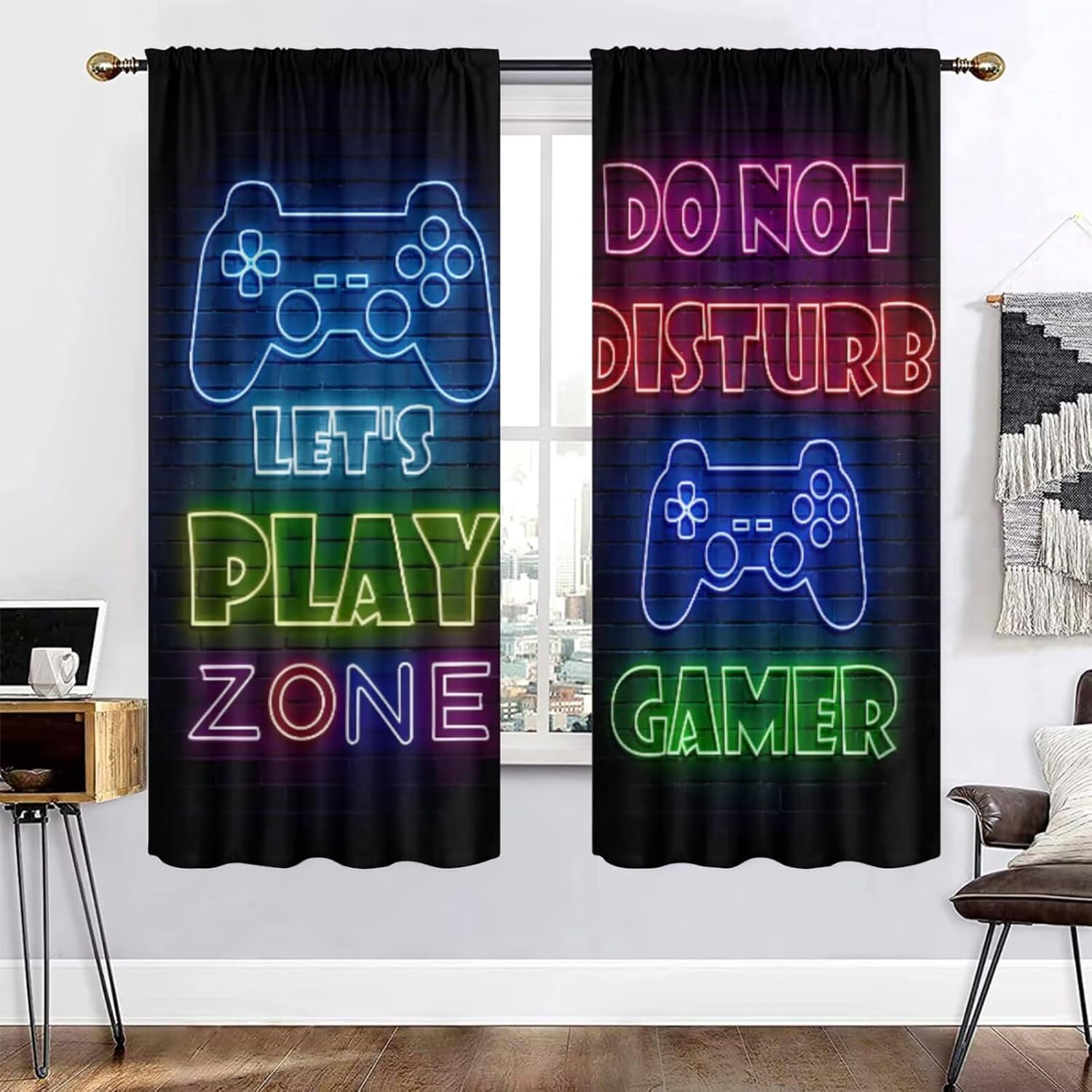 Retro Gaming Zone - Gaming Gamer Curtain Curtains Blackout Window