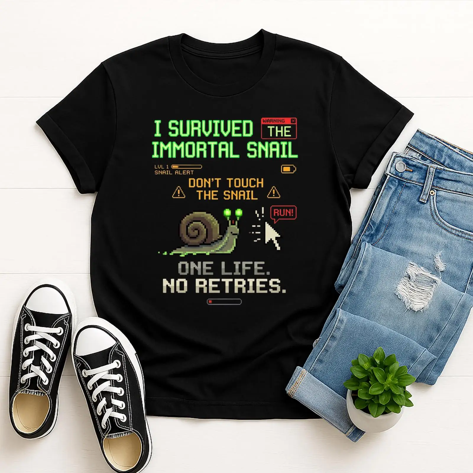 Retro Gaming Meme - Funny Snail Meme T Shirt Retro