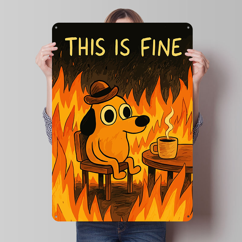 Retro Gaming Meme - This Is Fine Dog Meme Metal