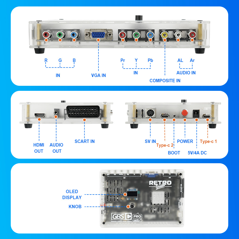 NEW Retro game GBSC Pro GBS Co - đánh giá và giá Scart To Hdmi