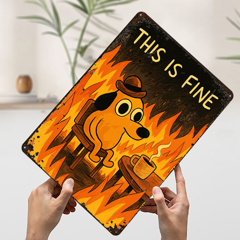 This Is Fine Dog Meme Metal Po - đánh giá và giá Retro Gaming Meme