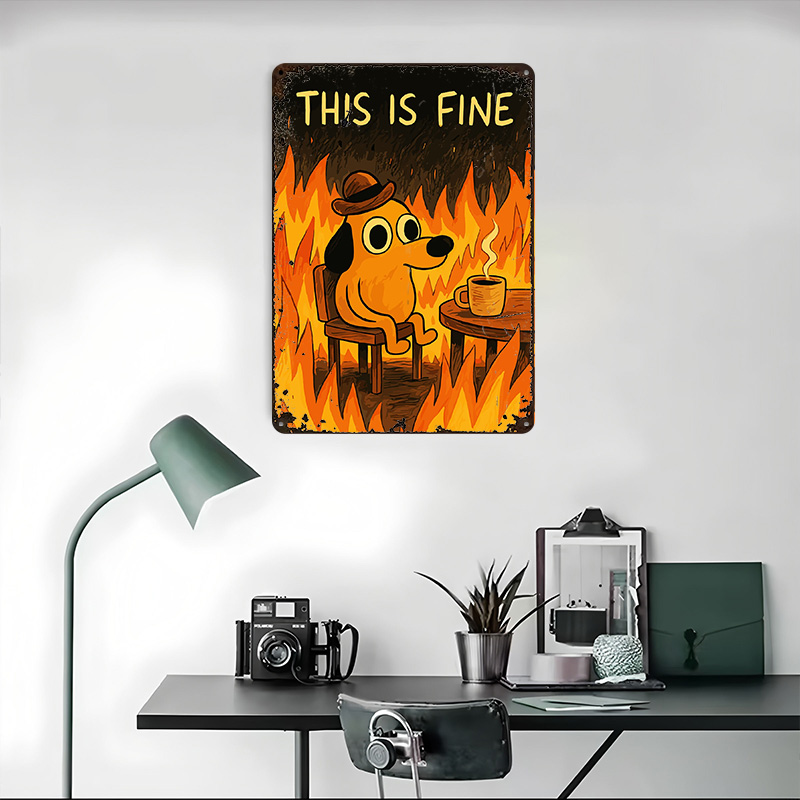 This Is Fine Dog Meme Metal Po - đánh giá và giá Retro Gaming Meme